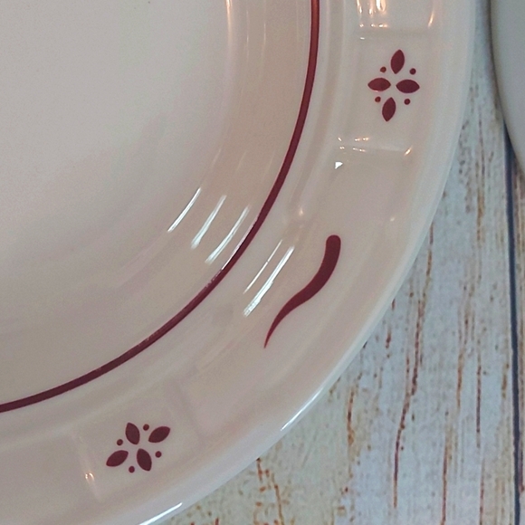 Longaberger 8" Soup Plates Traditional Red/Burgundy Set Of Four - Picture 3 of 4